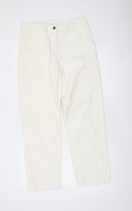 Seasalt Cornwall Womens Ivory Cargo Trousers Size 12 Cotton