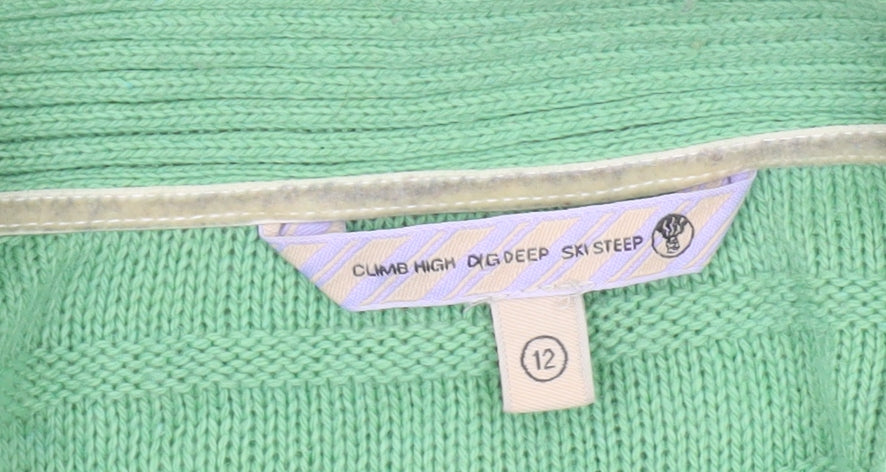 Fat Face Women’s Green Open-Knit Cardigan Size 12 Short Sleeve Angora Blend
