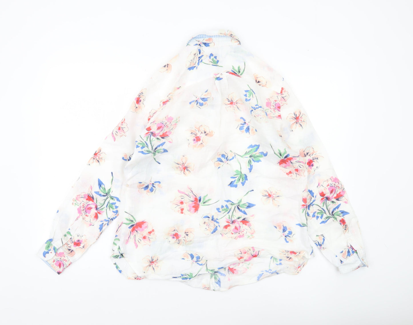 Joules Womens Floral Button-Up Shirt White Multicoloured UK 10