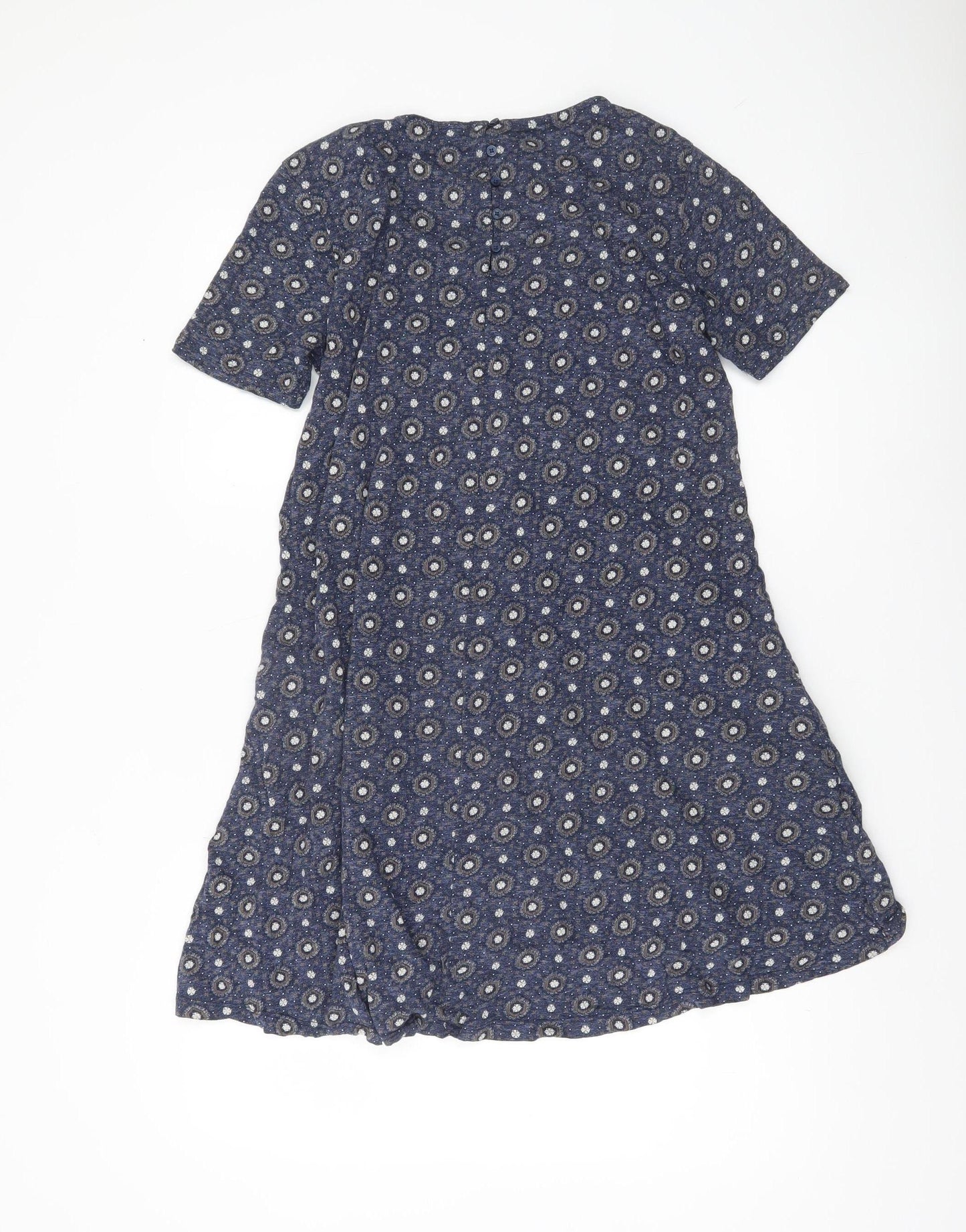 Fat Face Women’s Blue Geometric Shift Dress Size 12 Cotton Modal