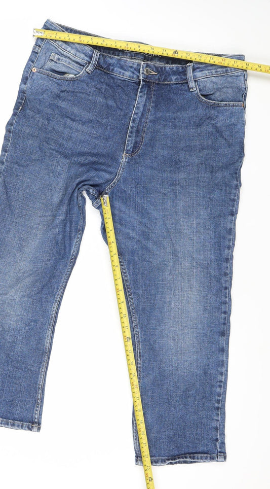 Marks and Spencer Women Blue Flared Crop Jeans Size 18 Regular Fit