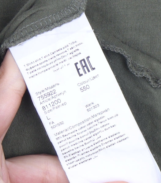 Karl Lagerfeld Men’s Green Logo T-Shirt Size L Crew Neck Designer