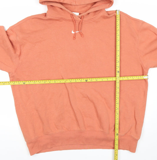 Nike Men’s Orange Pullover Hoodie Size L Regular Fit Logo