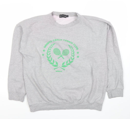 PrettyLittleThing Womens Grey Small Pullover Sweatshirt Tennis Logo