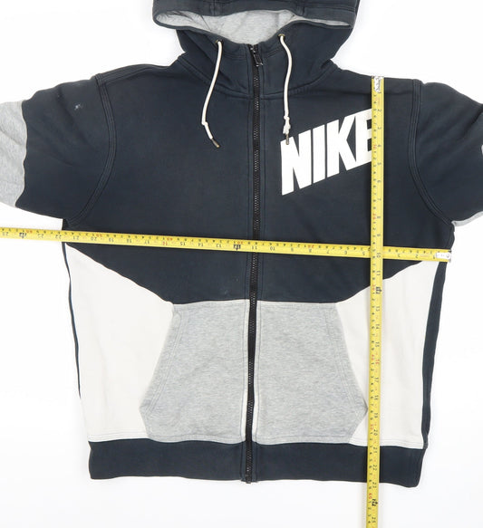 Nike Mens Hoodie M Black Grey White Full Zip Sportswear