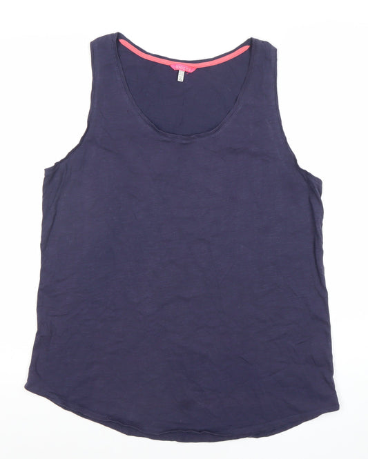 Joules Womens Blue Tank Top Size 16 Sleeveless Cotton Scoop Neck
