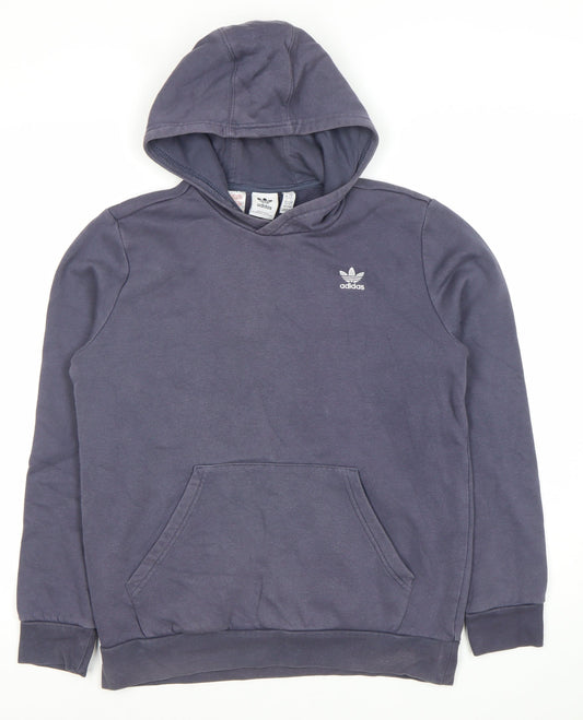 Adidas Boys Blue Pullover Hoodie 13-14 Years Logo Sports Casual