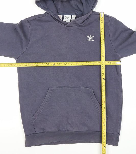 Adidas Boys Blue Pullover Hoodie 13-14 Years Logo Sports Casual