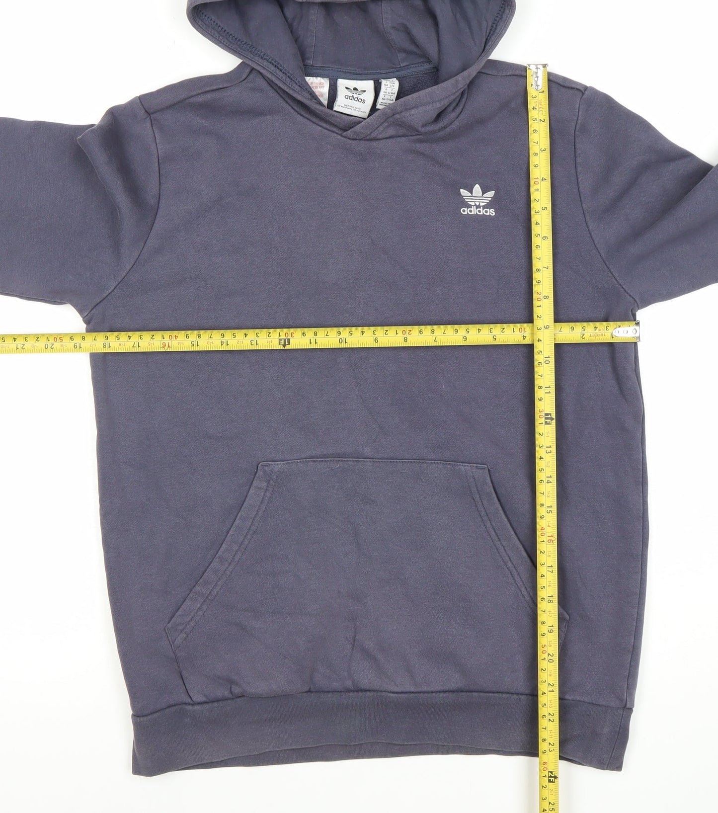 Adidas Boys Blue Pullover Hoodie 13-14 Years Logo Sports Casual