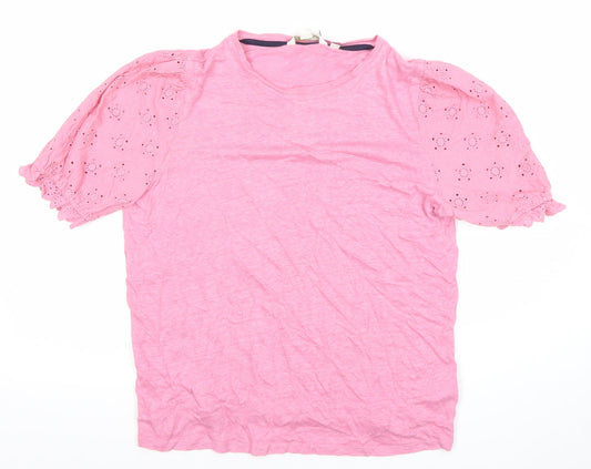 Boden Women’s Pink Cotton Puff Sleeve T-Shirt Size 12