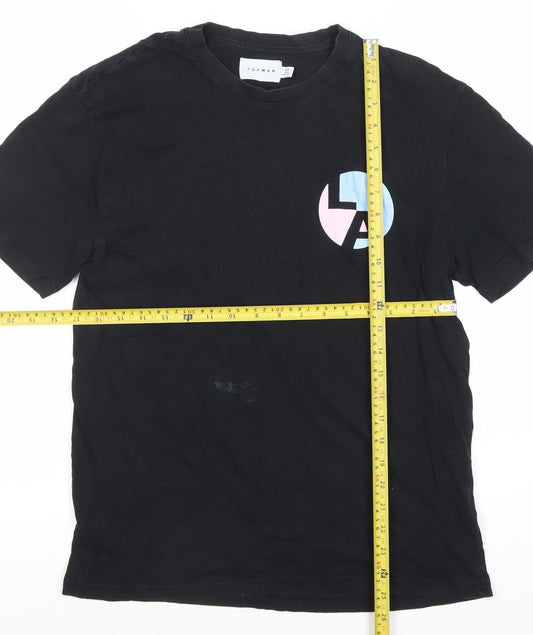 Topman Men’s Black XS LA Graphic Print Crew Neck T-Shirt