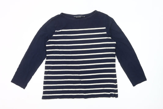 Regatta Womens Navy Striped Cotton Long Sleeve T-Shirt Size 10