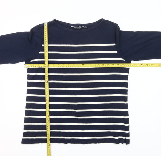Regatta Womens Navy Striped Cotton Long Sleeve T-Shirt Size 10