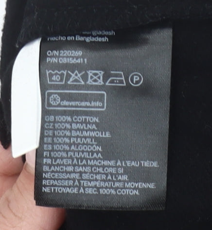 Additional view of H&M girls’ black cotton cropped long sleeve t-shirt 13-14y crew neck