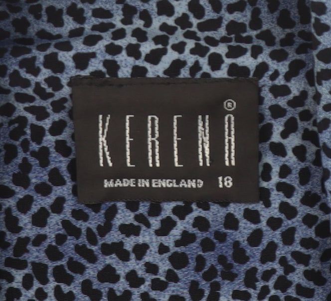 Kerena Women’s Blue Animal Print Blouse Size 18 Long Sleeve Button Up