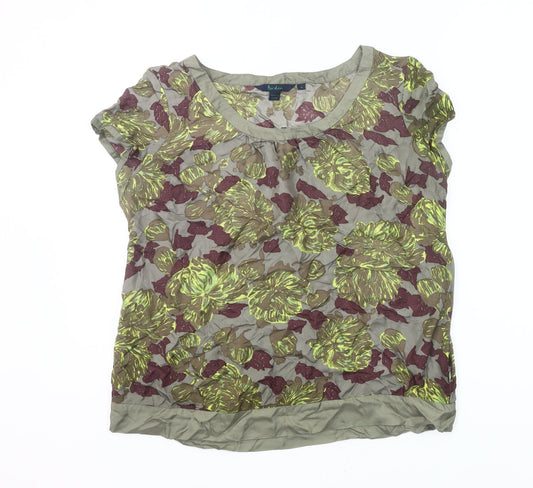 Boden Womens Blouse Size 16 Multicoloured Floral Silk Cap Sleeve