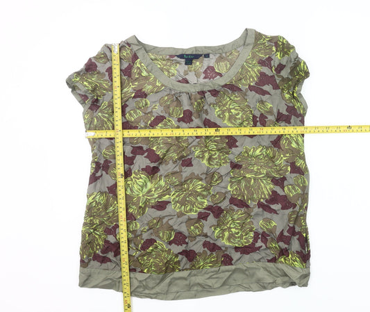 Boden Womens Blouse Size 16 Multicoloured Floral Silk Cap Sleeve