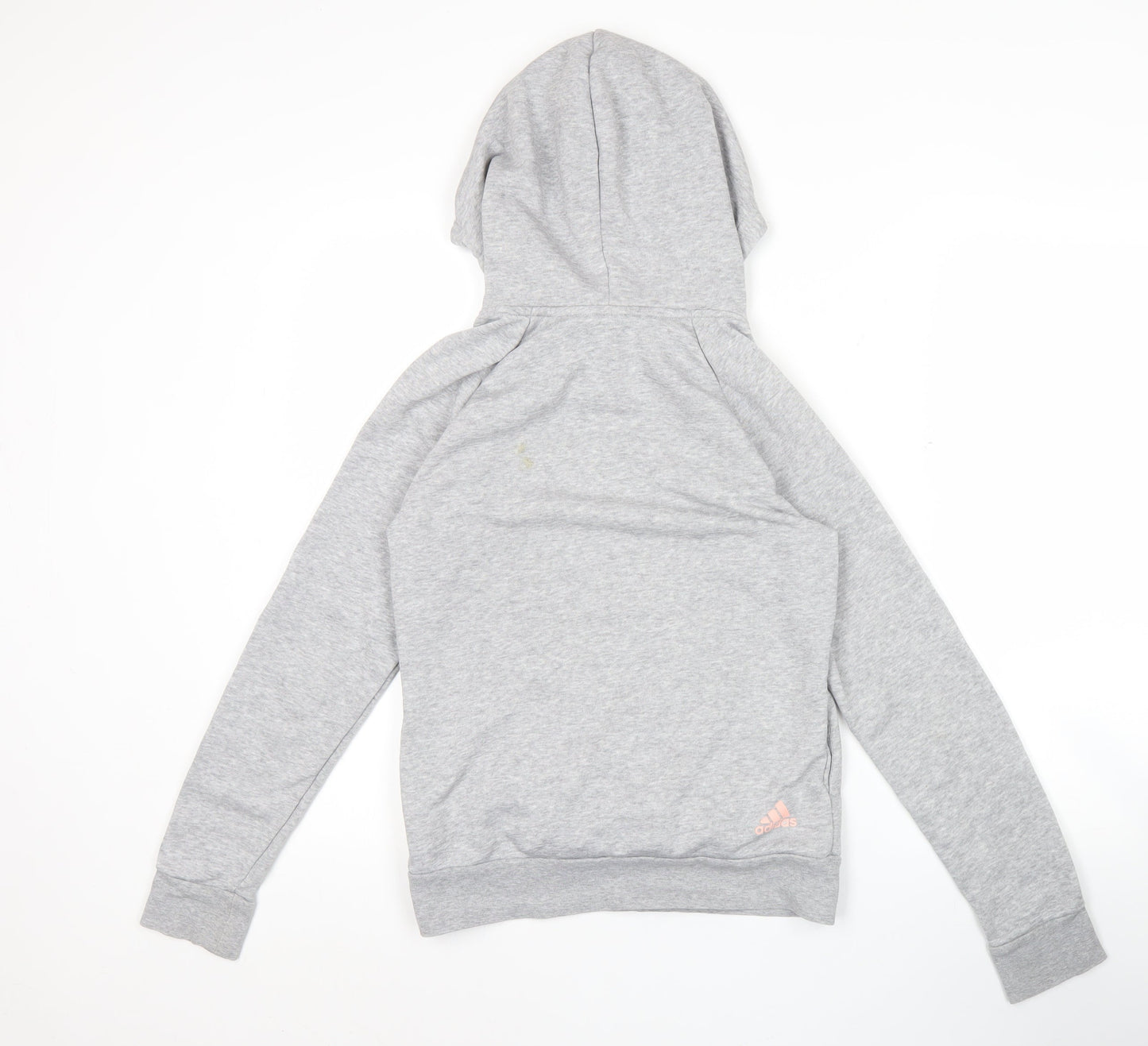 Adidas Womens Grey Pullover Hoodie XS Logo Print Cotton Blend