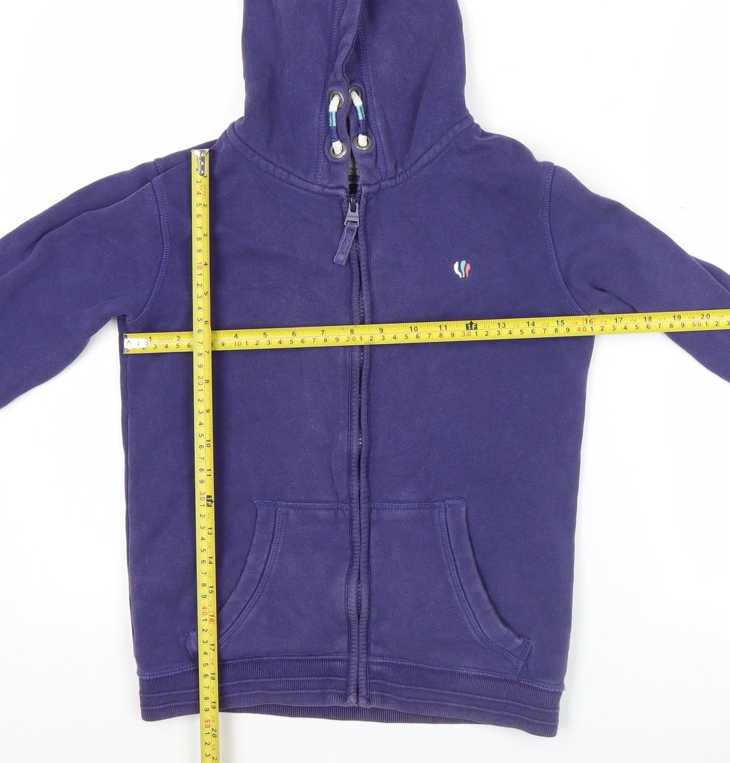 FatFace Boys Purple Full Zip Hoodie 9-10 Years Cotton Blend Graphic Print