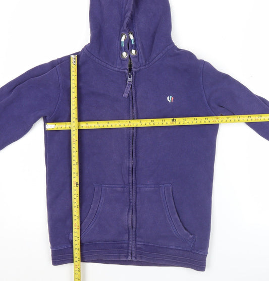 FatFace Boys Purple Full Zip Hoodie 9-10 Years Cotton Blend Graphic Print