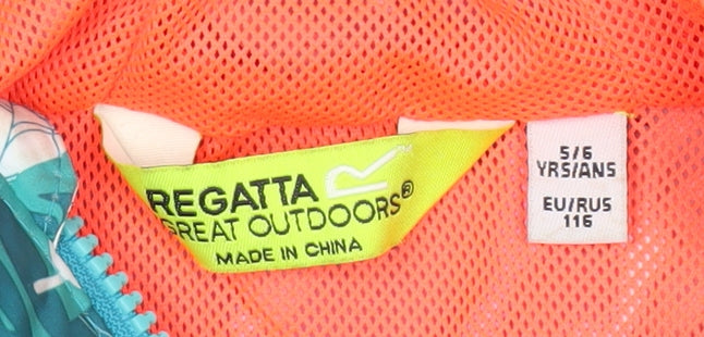 Regatta Girls Multicoloured Floral Rain Coat Jacket 5-6 Years Hooded