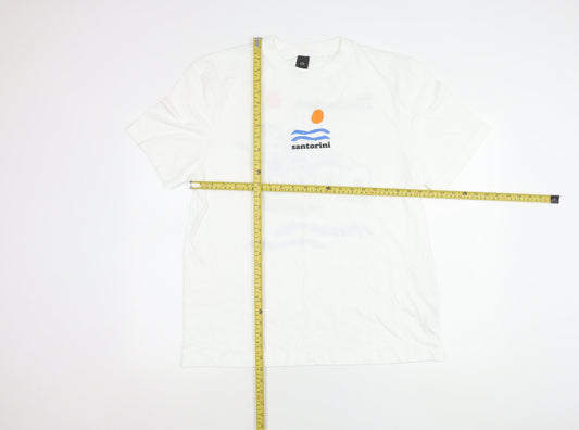 River Island Men White L Santorini Holiday Graphic T-Shirt