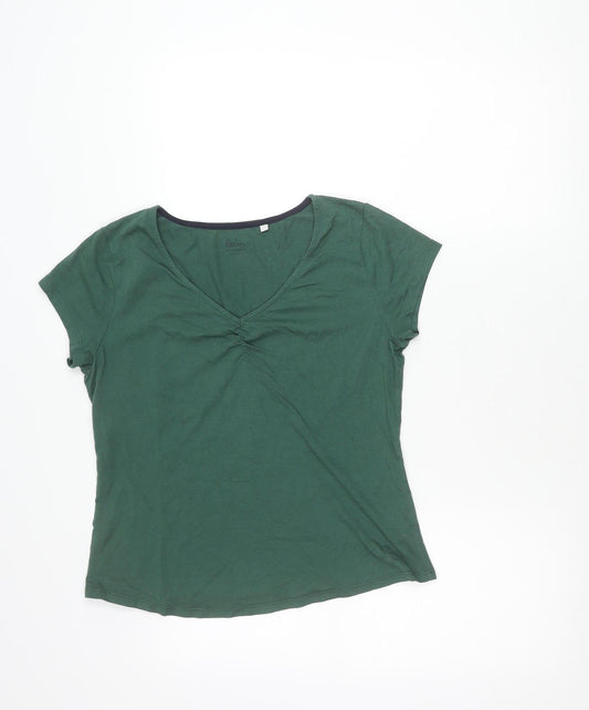 Boden Women’s Green Cotton Blend Scoop Neck T-Shirt UK 12