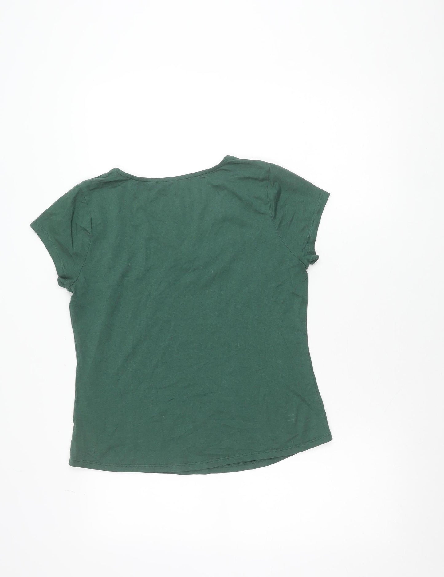 Boden Women’s Green Cotton Blend Scoop Neck T-Shirt UK 12