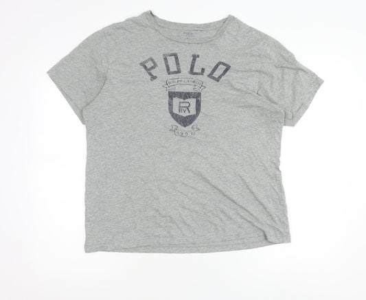 Ralph Lauren Women’s Grey XL Cotton Logo Short Sleeve Sweatshirt