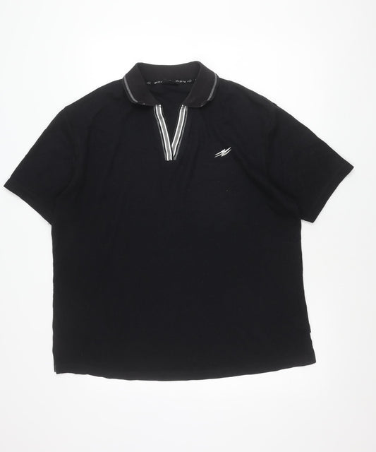 Active viii Men's Black Polo Shirt Size 18 Regular Fit Zip Collar
