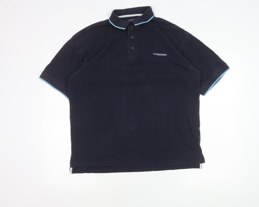 Diadora Men’s Blue Cotton Polo Shirt Size L Regular Fit