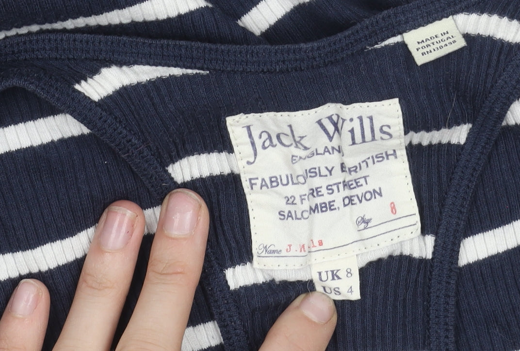 Jack Wills Women’s Blue Striped Racerback Tank Top Size 8