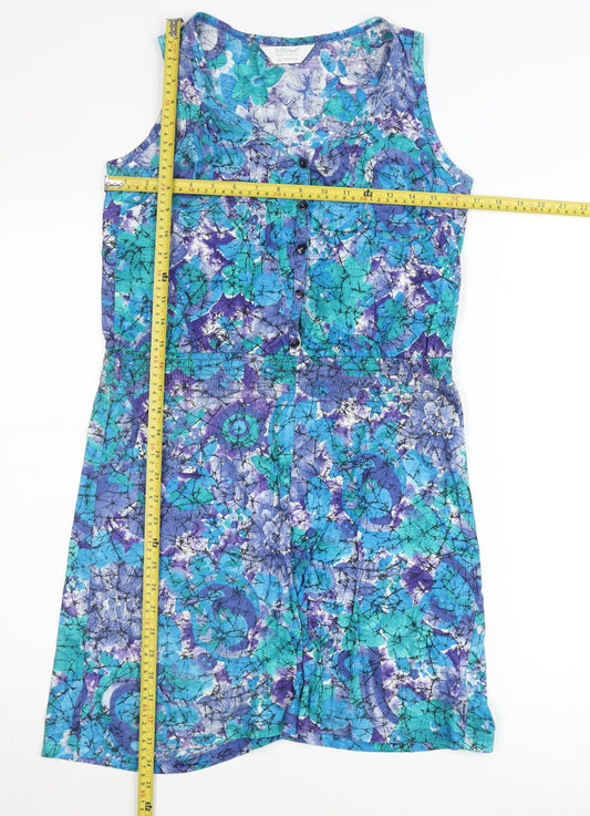 St Michael Womens Multicoloured Cotton Sleeveless Floral Playsuit UK 8-10