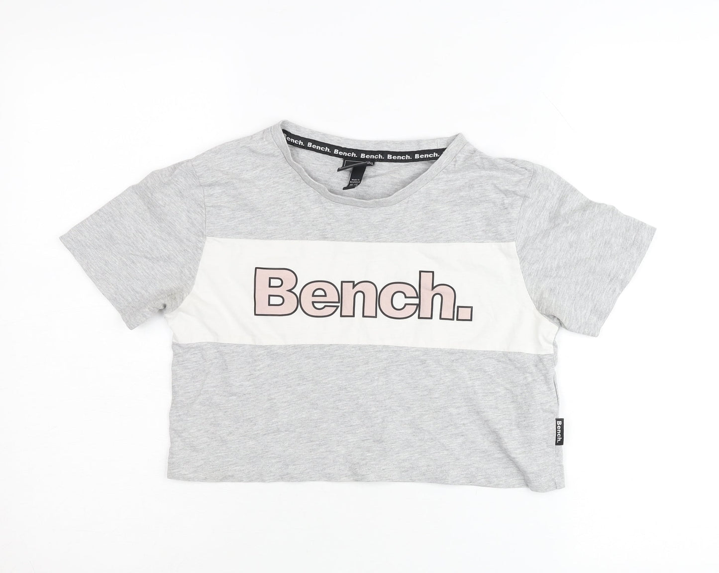 Bench Girls Grey Cropped T-Shirt Logo Print 13-14 Years Casual Top