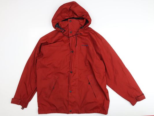 Trespass Mens Red Waterproof Hooded Rain Jacket Coat Size M