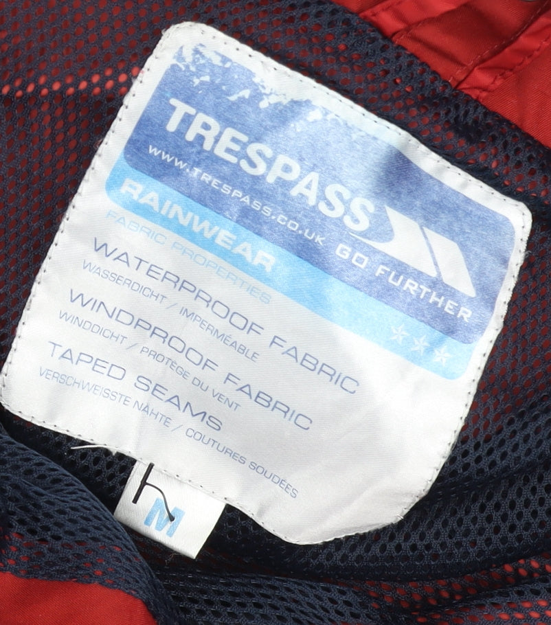 Trespass Mens Red Waterproof Hooded Rain Jacket Coat Size M