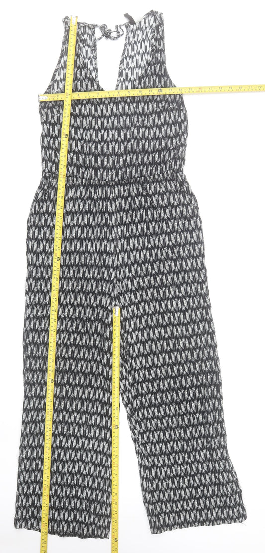 H&M Women Black Viscose Sleeveless Jumpsuit Size 10 Wide-Leg