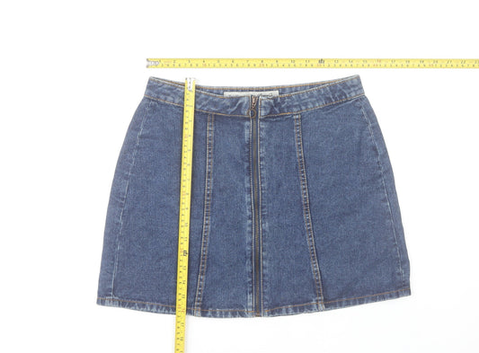 Denim Co Women Blue Size 10 Mini Denim Zip Skirt Casual