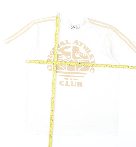 Adidas Men's White Graphic Logo T-Shirt Size L Sports Cotton