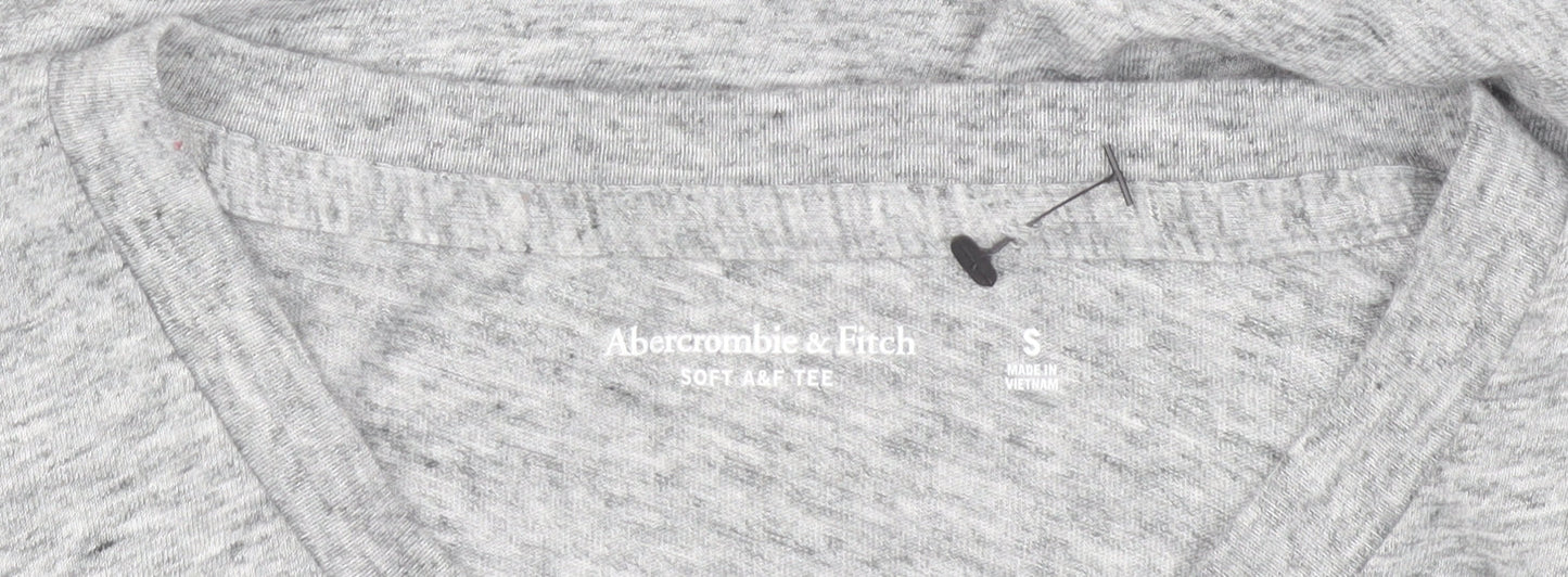 Abercrombie & Fitch Mens Grey V-Neck T-Shirt Size S Short Sleeve