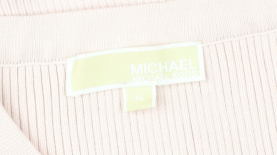Michael Kors Womens Pink XL Tank Dress Sleeveless Logo Casual