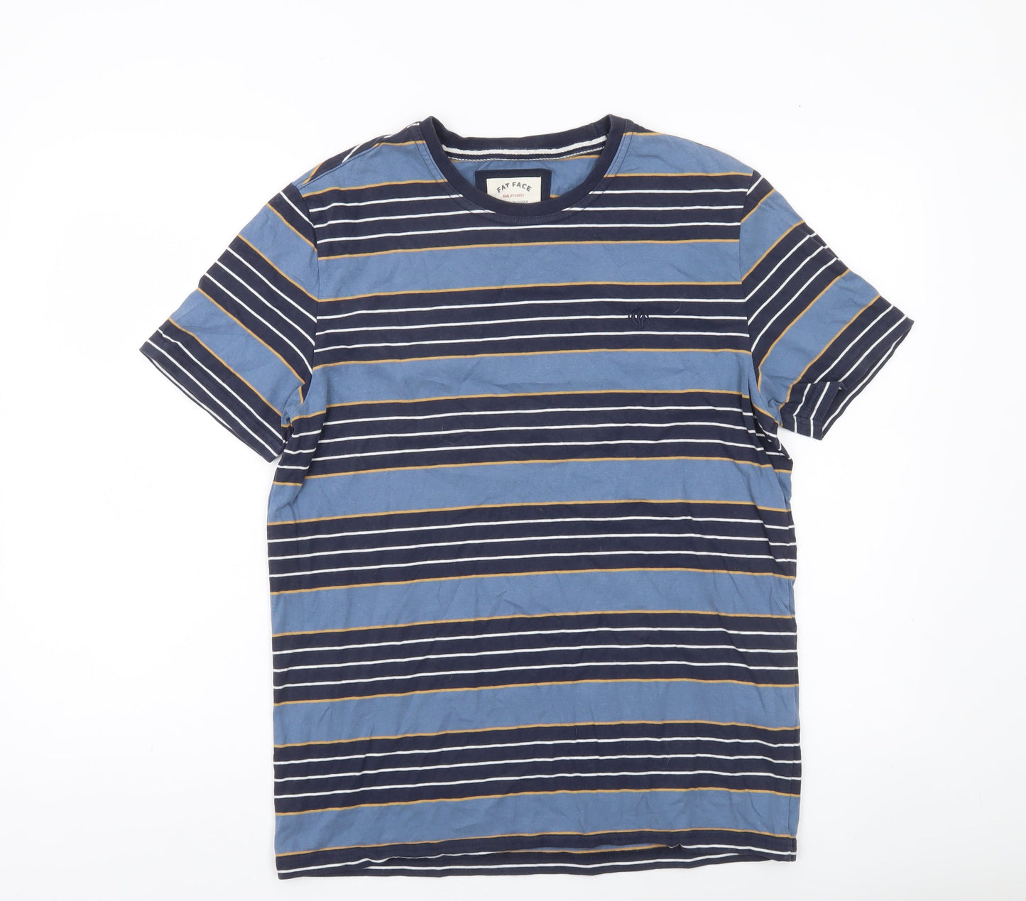 Fat Face Men’s Blue Striped Crew Neck Cotton T-Shirt Size M