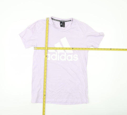 Adidas Women’s Purple Cotton Logo T-Shirt Size S Short Sleeve