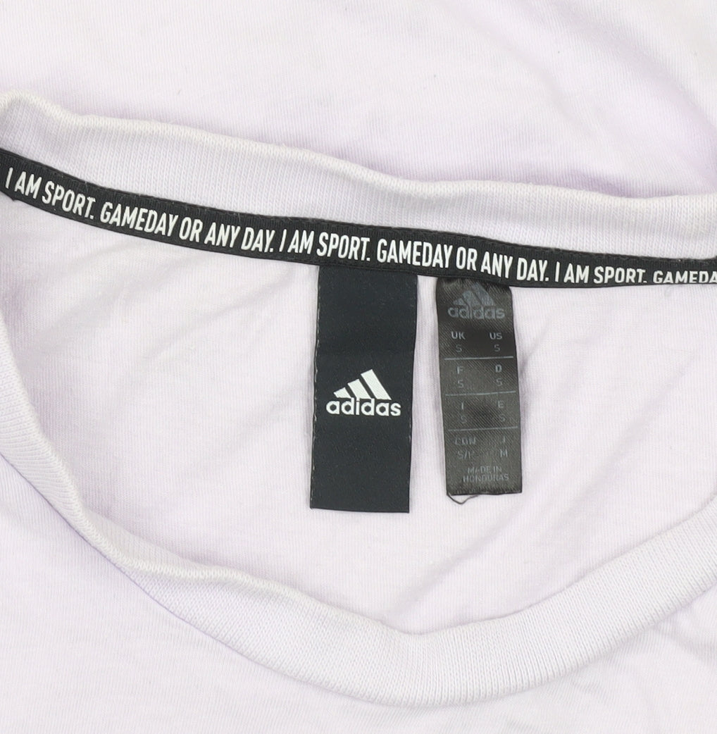 Adidas Women’s Purple Cotton Logo T-Shirt Size S Short Sleeve