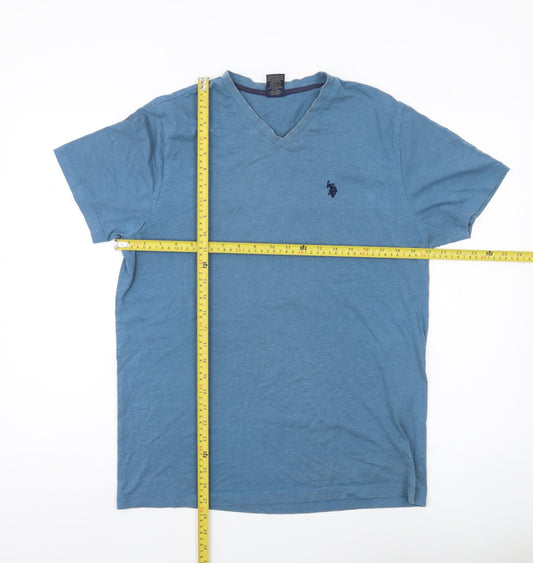 U.S. Polo Assn. Men’s Blue V-Neck T-Shirt Size M Cotton Blend