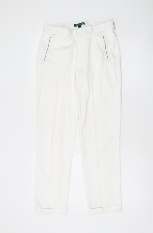 Ralph Lauren Women’s White Chino Trousers Size 4 Cotton Blend