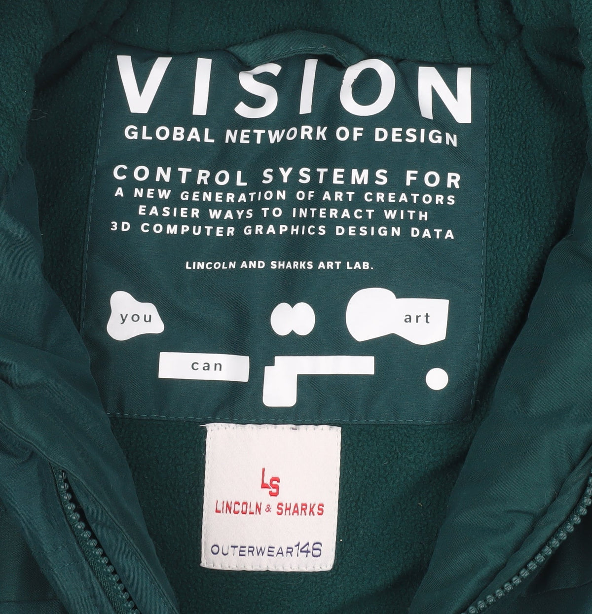 Additional view of Lincoln & Sharks boys’ green hooded parka coat, size 11, years winter jacket
