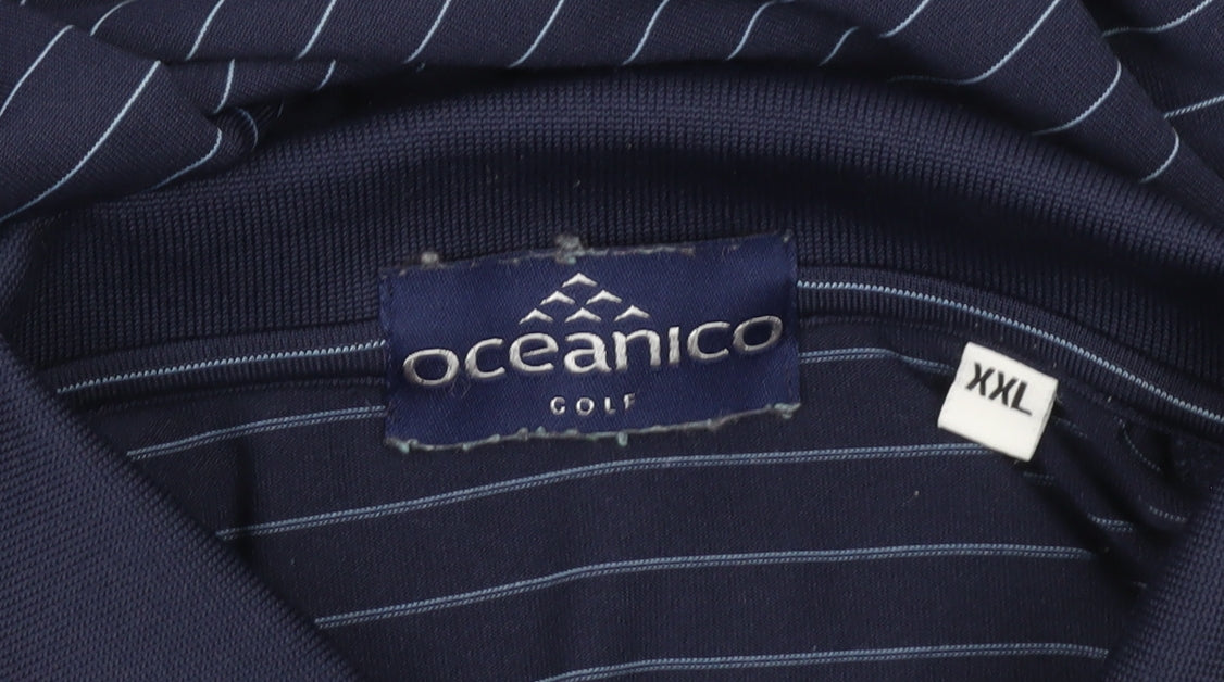 Oceanico Men’s Blue Striped 2XL Golf Polo Shirt Polyester