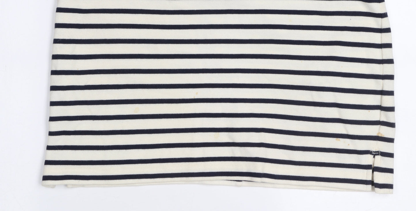 GAP Women’s White Black Striped Shift Dress M Cotton 3/4 Sleeve