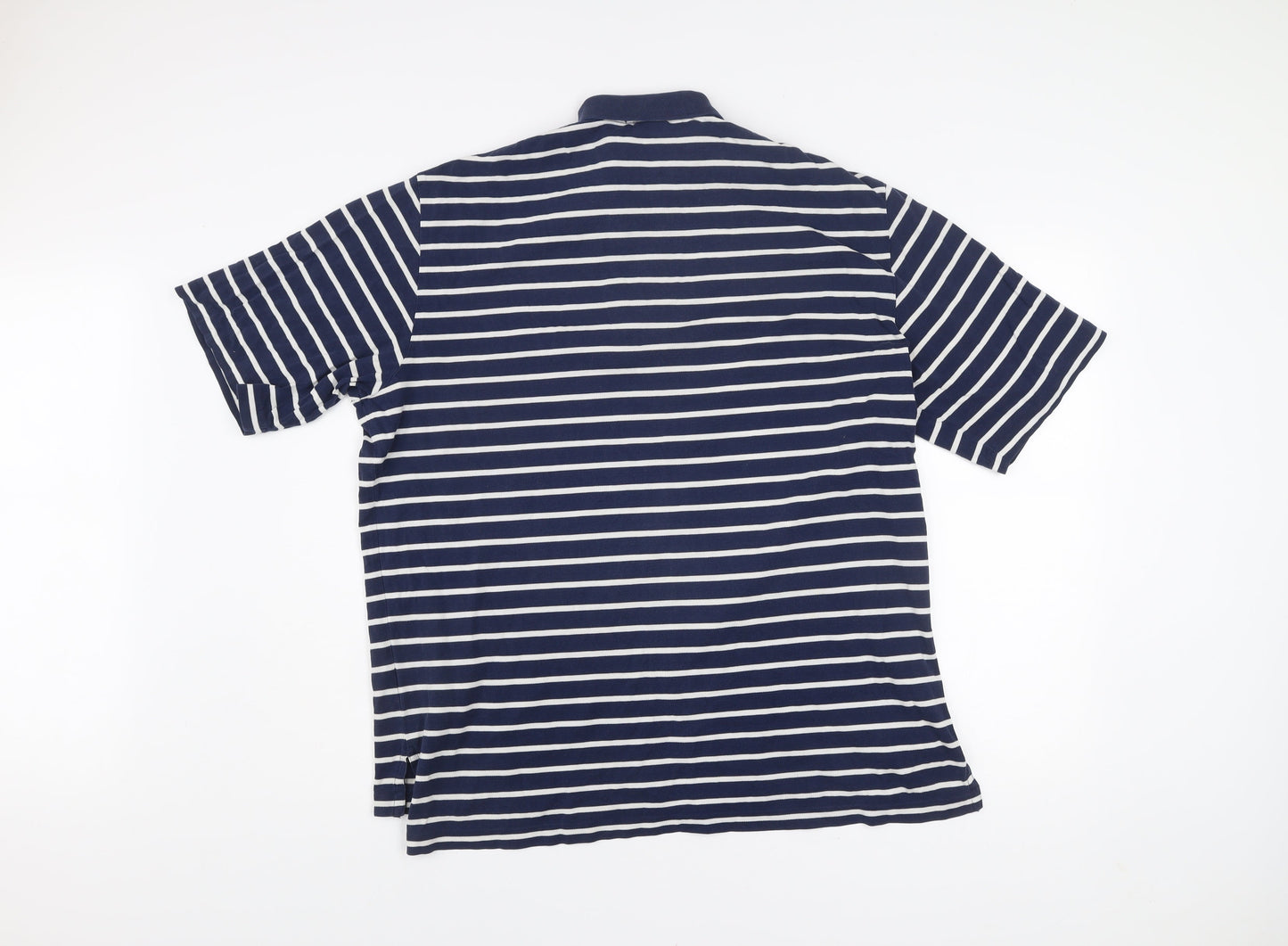 Ralph Lauren Men's Blue Striped Polo Shirt Size L Cotton Golf Fit
